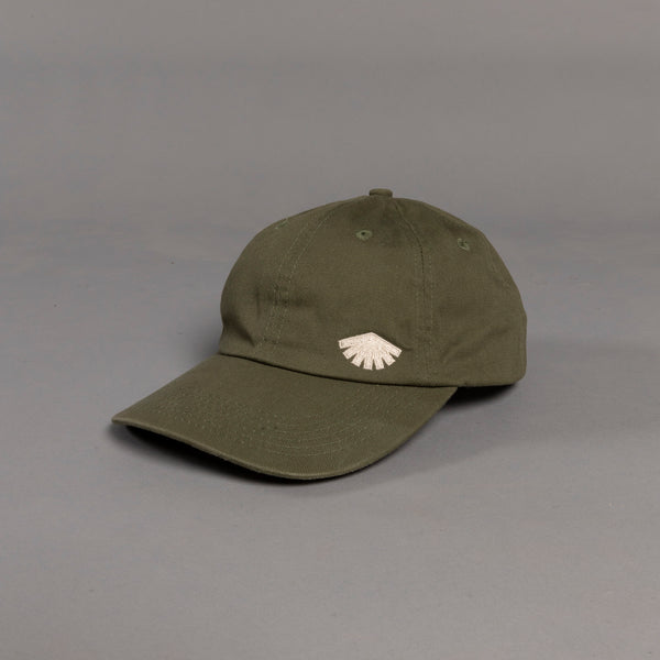 Green cap with a white logo on a gray background
