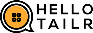 Logo of Hello Tailr with a yellow circle and black text