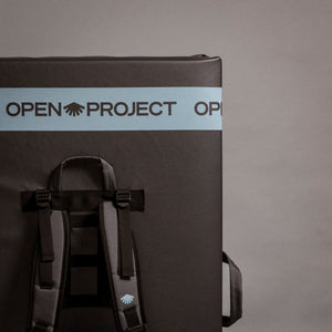 Crash pad with 'Open Project' branding on a gray background