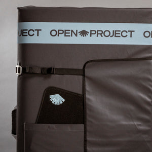 Crash pad with 'Open Project' branding on a gray background